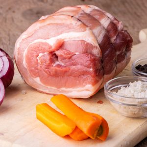 Rolled Pork Shoulder rind on